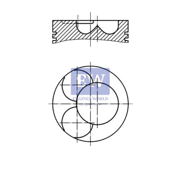 2.04108-2273300 Piston Ø108.00MM Ring 3.0*2.5*4.0MM Pin 40.00 * 90.00MM Compression Height 73.00MM Recess Depth 21.25MM Recess Ø 63.00MM Length 113.00MM Valve Pocket depth 1.70MM MAN D0824/D0826